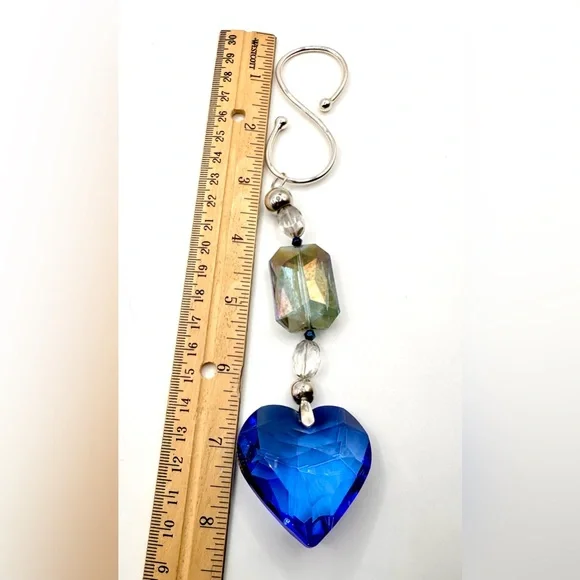 Stunning Blue Crystal Heart, 925 Sterling Silver, Great Preowned Condition - Picture 3 of 6